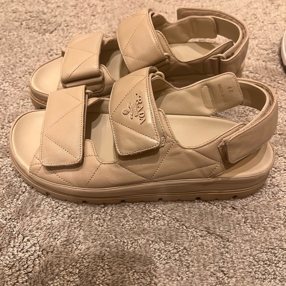 Prada Tan Quilted Sandals - Picture 1 of 2